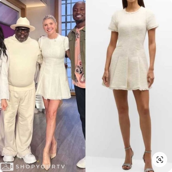 NWT Cinq a Sept Nova Tweed Fit & Flare Mini Dress - Gardenia Cream Ivory - Picture 1 of 10